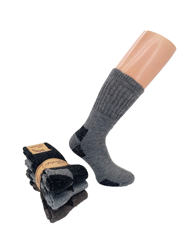 DAC Calze Uomo In Alpaca Lunghe - FREE ALPAKA - 3 Paia - Moro, Grigio Medio, Grigio Scuro